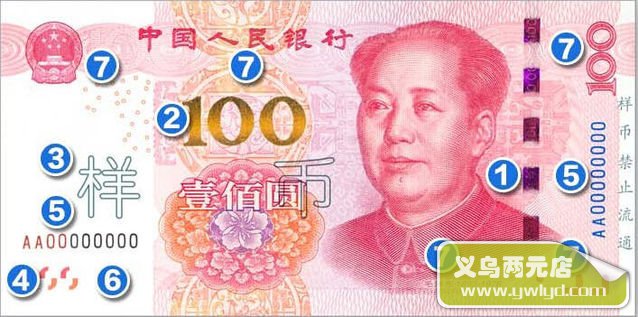 新版第五套100元人民币防伪特征